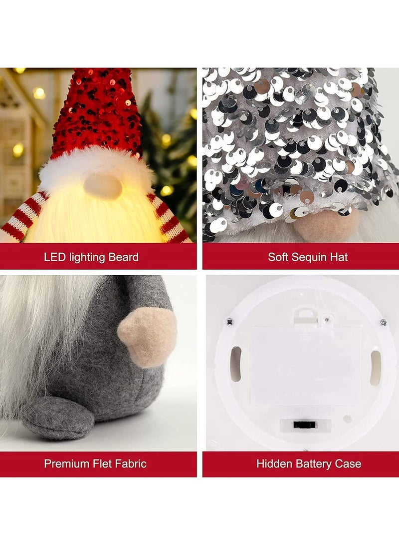 جورونب قطعة واحدة من تماثيل الكريسماس المضيئة، تماثيل الكريسماس الفضية والوردية والحمراء - دمى تومتي المضيئة المحشوة، زينة الكريسماس - ديكورات الكريسماس السويدية والإسكندنافية (رمادي) - Image 5