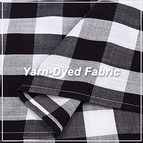 Amzdecor Black White Buffalo Plaid Valance Linen Sheer Cafe Curtain Buffalo Check Plaid Rod Pocket Rustic Farmhouse Kitchen Window Treatment for Living Room Bedroom,1 Panel, 55''x15'', Black and White - Image 4