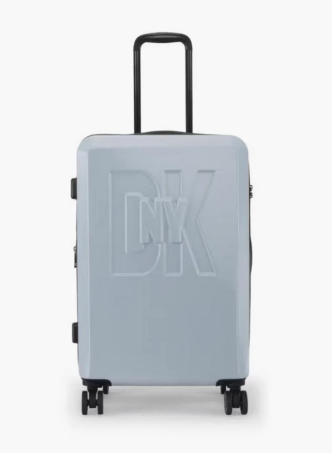 DKNY Logo Embossed Hardcase Luggage Trolley With Retractable Handle - 24 Inches Check-In Bag