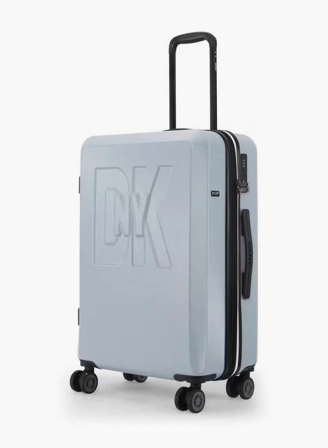 DKNY Logo Embossed Hardcase Luggage Trolley With Retractable Handle - 24 Inches Check-In Bag