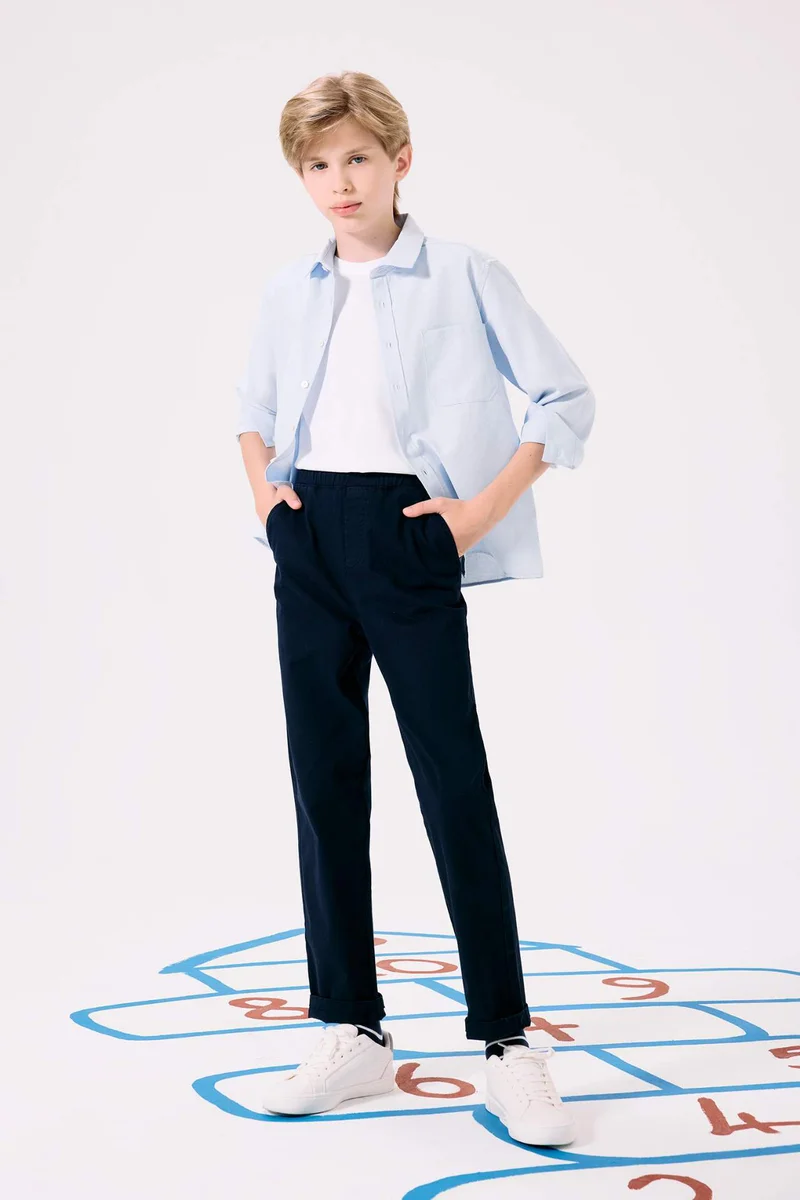 ديفاكتو Boy Straight Leg Gabardine Trousers