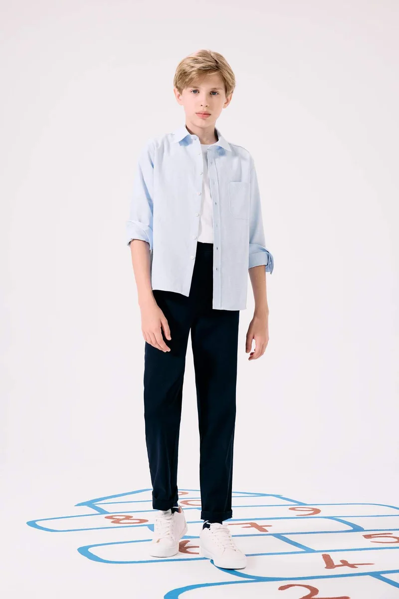 ديفاكتو Boy Straight Leg Gabardine Trousers