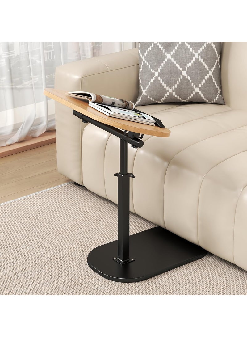 انسجام طاولة جانبية على شكل حرف C قابلة لتعديل الارتفاع، تدور بزاوية 360 درجة، وطاولة جانبية على شكل حرف C قابلة للفتح والإغلاق، وطاولات جانبية متحركة على شكل حرف C، وحامل كمبيوتر محمول على شكل حرف C، وطاولة قهوة لسرير الأريكة، وطاولة صينية تلفزيون صغيرة لغرفة المعيشة وغرفة النوم - Image 5