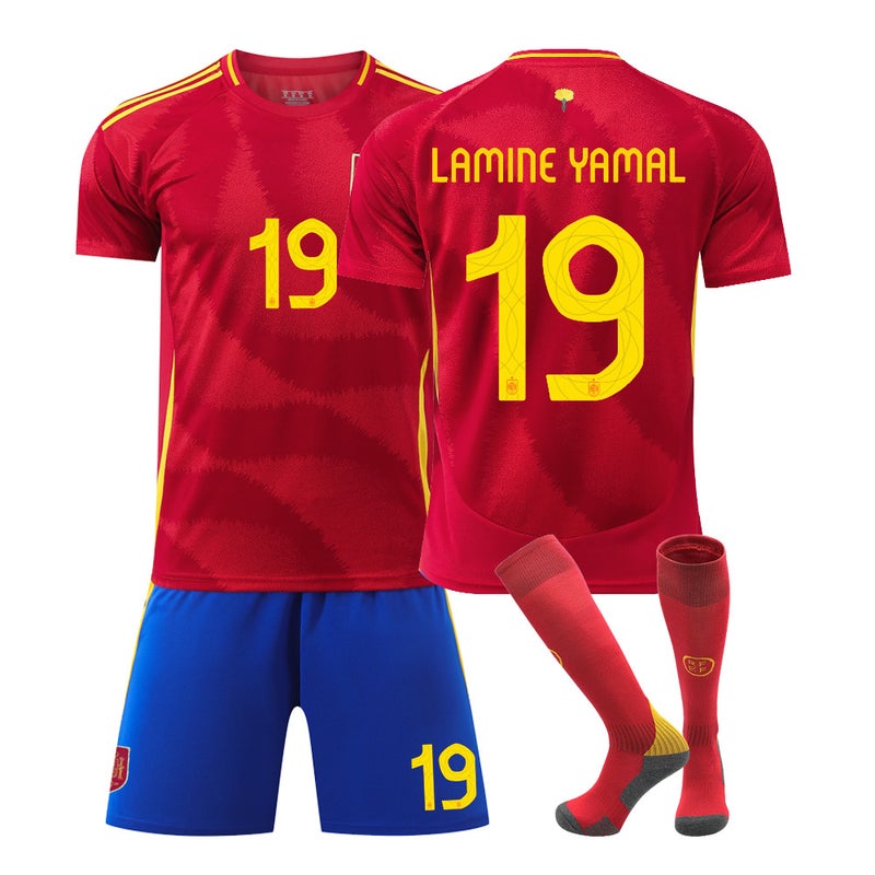 2024 Europe Spain Home 7 Morata 9 Garvey 19 Yamal Football Jersey Suit Jersey - Image 2