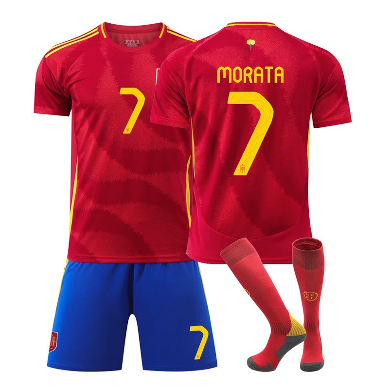 2024 Europe Spain Home 7 Morata 9 Garvey 19 Yamal Football Jersey Suit Jersey - Image 1