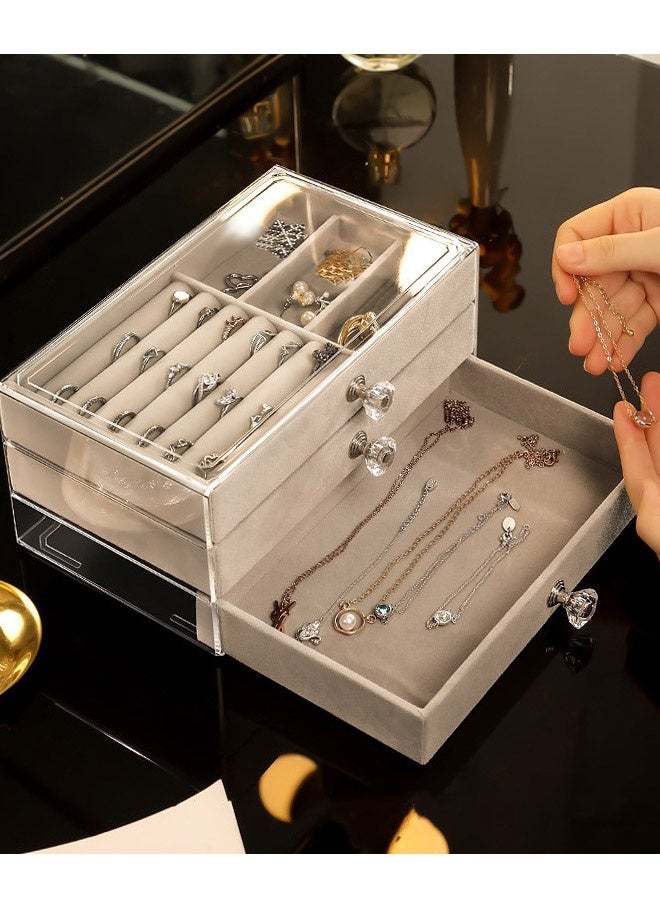 DUNISO Multi-functional Jewelry Storage Boxes And Organizers for Women Girls Velvet Flannelette Earrings Rings Necklace Bracelets Jewelry Tray Storage Case - Image 4