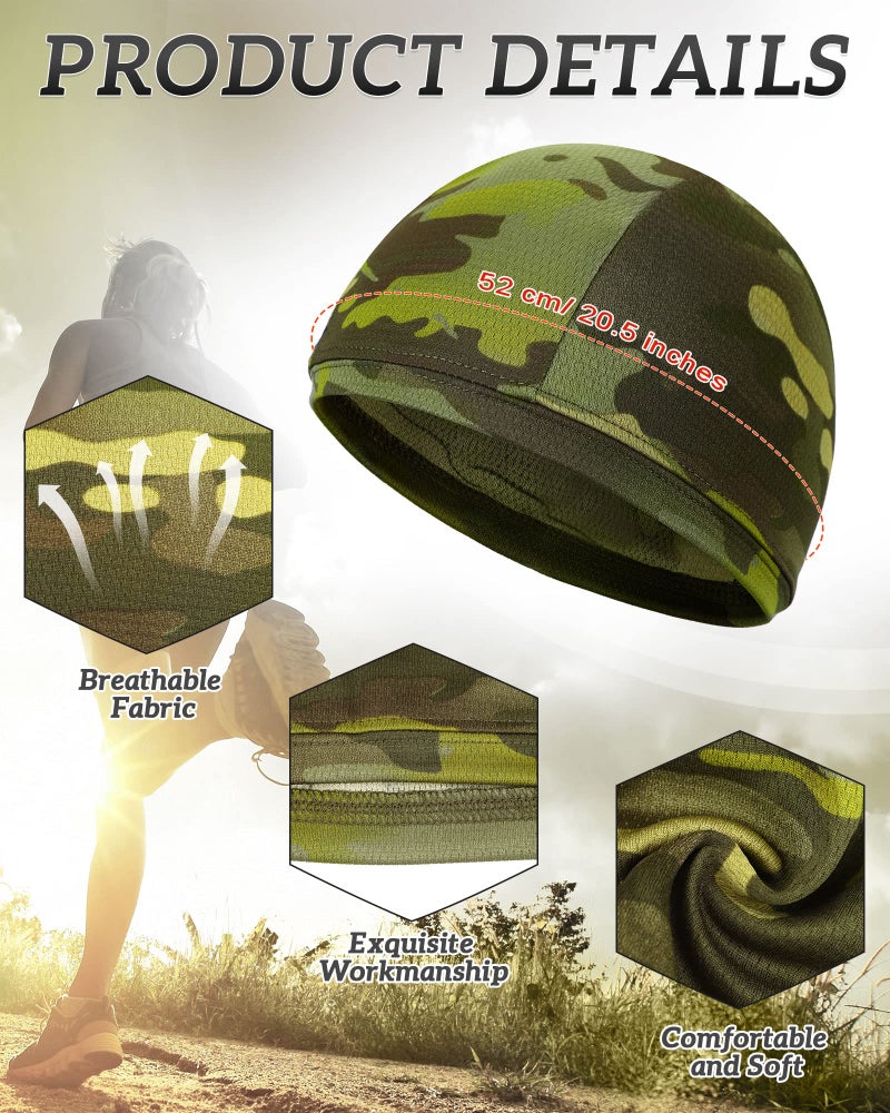 Jeere 9 Pcs Cooling Skull Cap Camo Liner Sweat Wicking Lightweight Cycling Cap Running Head hat for Men Women(Pythons Grain Style) - Image 2