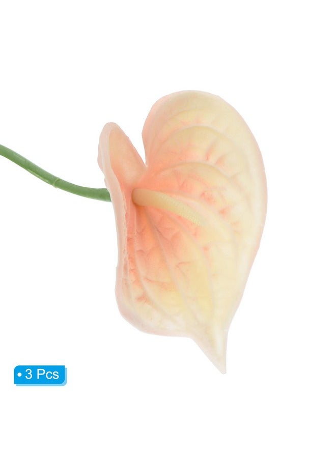 PATIKIL PATIKIL 13" Artificial Anthurium Lily Flowers, 3 Pack Permanent Flower Floral Arrangements Bouquet for Home Decor Bridal Wedding Festival Party, Light Orange  - Image 3