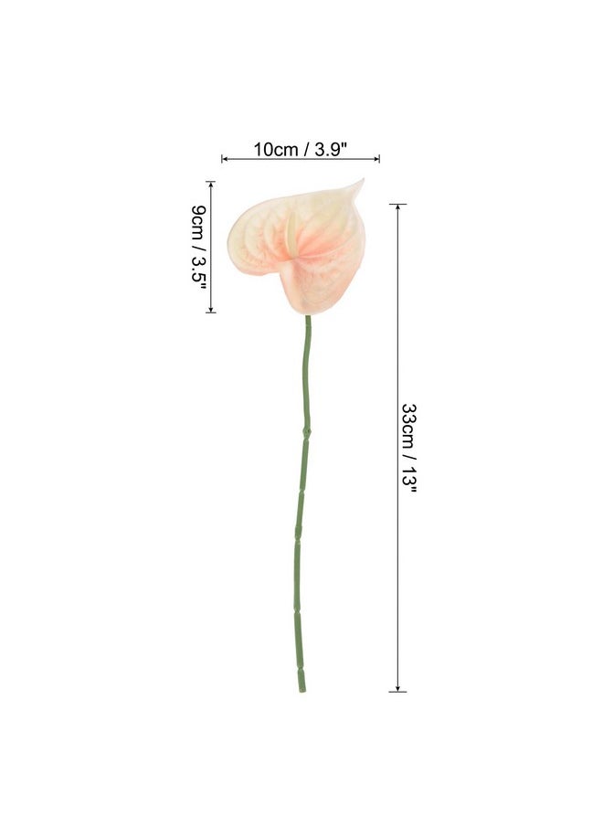 PATIKIL PATIKIL 13" Artificial Anthurium Lily Flowers, 3 Pack Permanent Flower Floral Arrangements Bouquet for Home Decor Bridal Wedding Festival Party, Light Orange  - Image 2