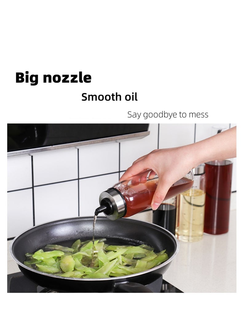 NOVOLAN 3PCS Oil Dispenser Bottle Oil Vinegar Cruet Kitchen Thickened Glass Soy Sauce Bottle Oil Pot Leak-Proof Stainless Steel Oil Pot Seasoning Bottle Dust Cover Nozzle 200ml 300ml 500ml (#1) - Image 5