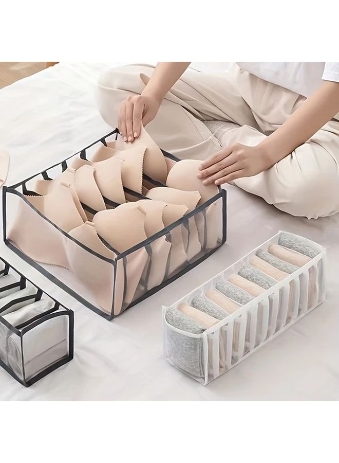 Gray 3pcs Multifunctional 7 Grid Drawer Style Wardrobe Storage Box For Clothes Pants Underwear Lightweight Space Saving - Image 1