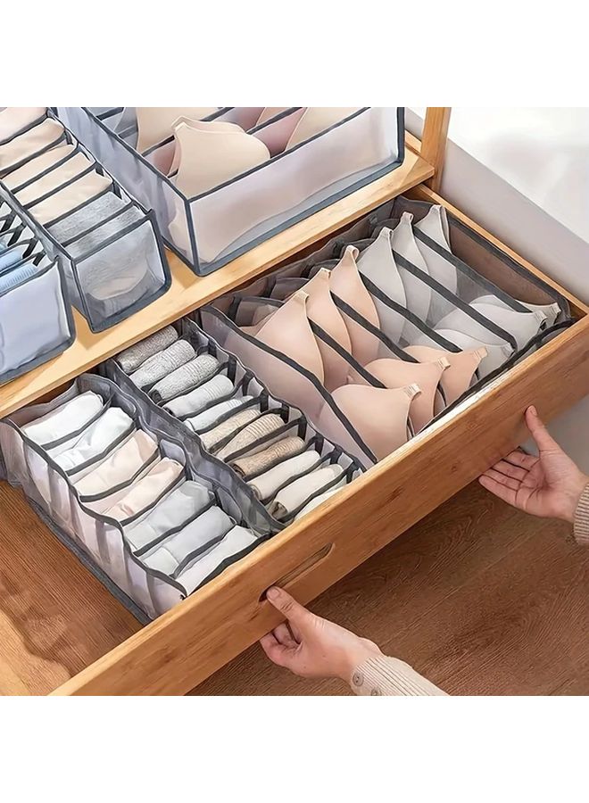 Gray 3pcs Multifunctional 7 Grid Drawer Style Wardrobe Storage Box For Clothes Pants Underwear Lightweight Space Saving - Image 4