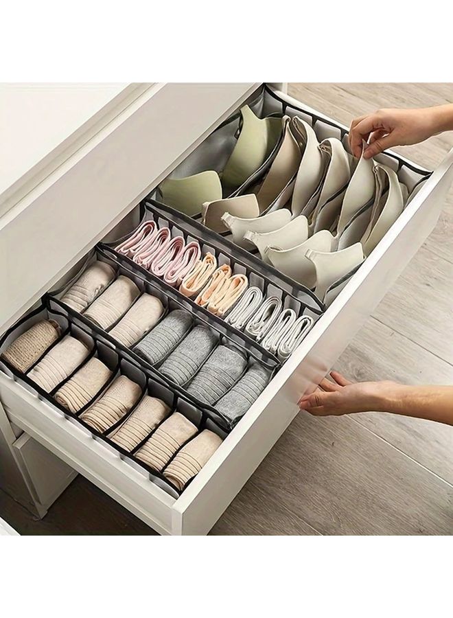 Gray 3pcs Multifunctional 7 Grid Drawer Style Wardrobe Storage Box For Clothes Pants Underwear Lightweight Space Saving - Image 5