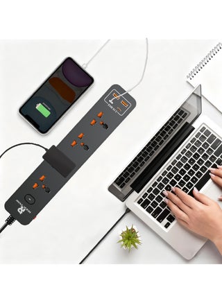 5 meters Universal Extension Lead with Multiple Function UK Plug 3 Pin Socket Outlet with 4 Gang 2 USB Port 2 Type-C Port 5M Electric Socket Mains Strip for Home Kitchen and Office 5 meters ﻿ - view 5