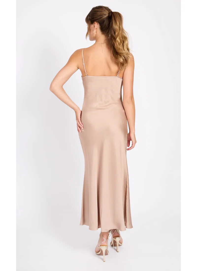 Little Mistress Strappy Satin Maxi Dress