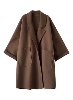 NIBEMINENT Loose Middle Long Lapel Jacket Overcoat Brown  - Image 3