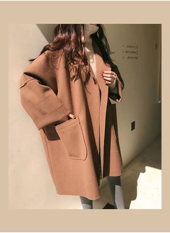 NIBEMINENT Loose Middle Long Lapel Jacket Overcoat Brown  - Image 5