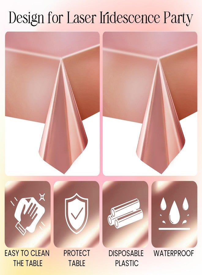 Just Shimmer Rose Gold Metallic Foil Tablecloth - Stunning Matte Finish, Durable and Easy to Clean - Perfect for Bachelorette, Mermaid, Birthday, Wedding, and Anniversary Party Decorations - Image 5