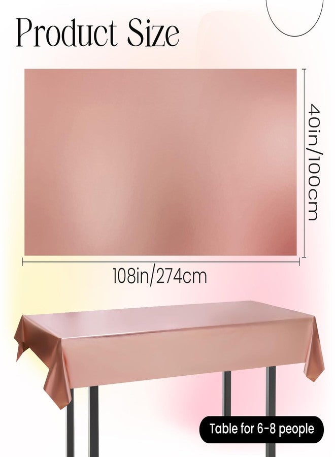 Just Shimmer Rose Gold Metallic Foil Tablecloth - Stunning Matte Finish, Durable and Easy to Clean - Perfect for Bachelorette, Mermaid, Birthday, Wedding, and Anniversary Party Decorations - Image 2