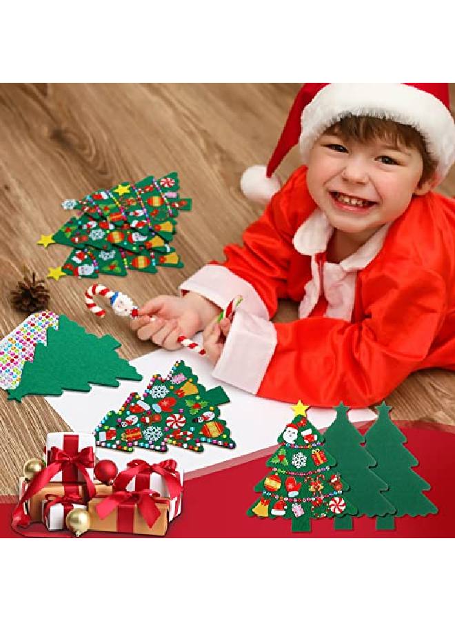 12 Pcs Felt Christmas Tree Wreath Craft Kit Christmas Diy Ornaments With 221 Self Adhesive Christmas Felt Stickers 12 Christmas Bows And 5 Gem Stickers For Christmas Kids (Novel Style6 Inch7.8 Inch)