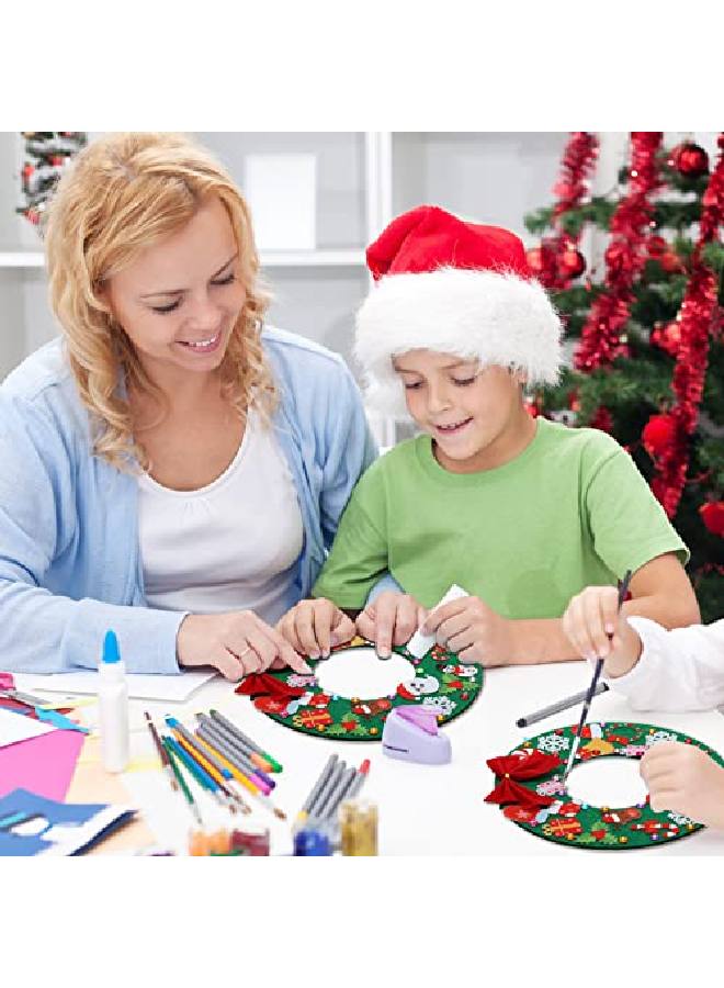 12 Pcs Felt Christmas Tree Wreath Craft Kit Christmas Diy Ornaments With 221 Self Adhesive Christmas Felt Stickers 12 Christmas Bows And 5 Gem Stickers For Christmas Kids (Novel Style6 Inch7.8 Inch)