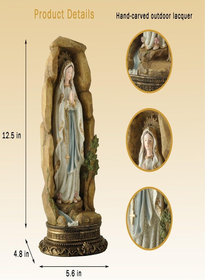 PlentifulHome Bleesed Virgin Mary Statue, Our Lady of Grace Garden Collection, Religious Statue, Holy Family, Memorial, Angel, Patron Saint, Garden Decor 12.5'' - Image 4
