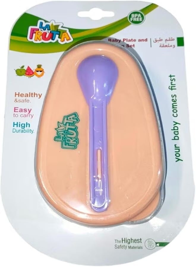 La Frutta La Fruta Baby Bowl Set with Spoon - Salmon and Purple - Image 1