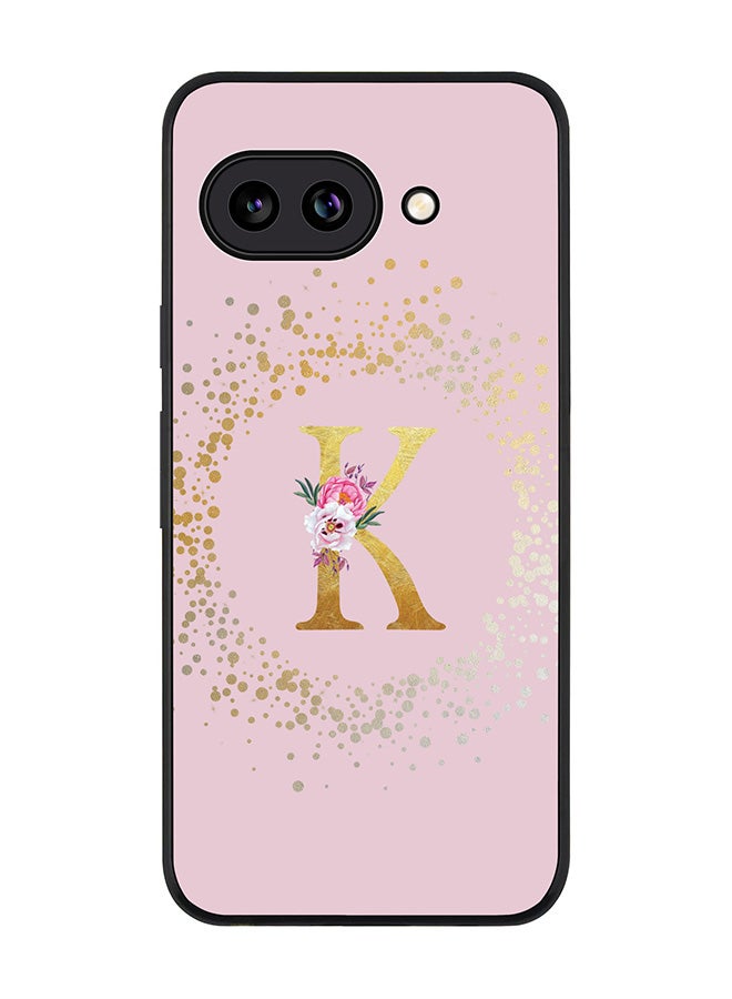 Stylizedd For Google Pixel 9a Case,Slim fit Camera Protection, Shockproof Thin Phone cover  - Custom Monogram Floral - K  (Pink )