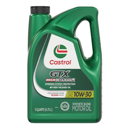 Castrol GTX High Mileage 10W-30 Synthetic Blend Motor Oil, 5 Quarts - Image 1
