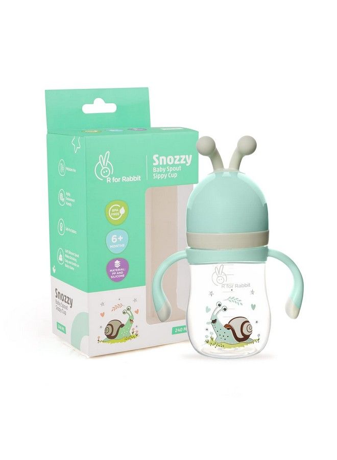 R for Rabbit Snozzy Baby Spout Sippy Cup Bottle 240 Ml Soft Silicon Spout For Baby Kids Of 6 Months +; Green - Image 1