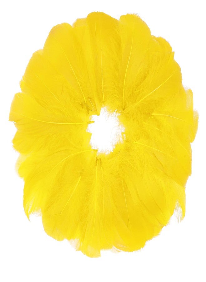 obmwang 100 Pieces 8-12cm Natural Goose Feathers for DIY Craft Wedding Party Home Decorations, Yellow - Image 1