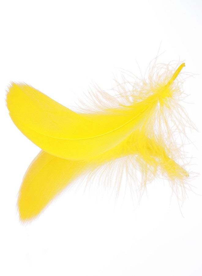 obmwang 100 Pieces 8-12cm Natural Goose Feathers for DIY Craft Wedding Party Home Decorations, Yellow - Image 3