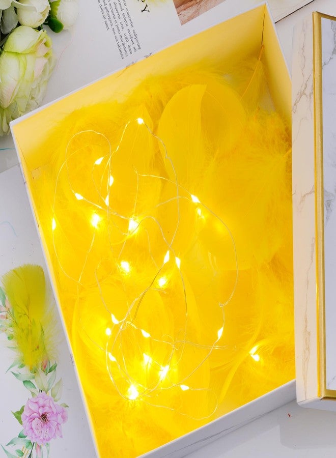 obmwang 100 Pieces 8-12cm Natural Goose Feathers for DIY Craft Wedding Party Home Decorations, Yellow - Image 4