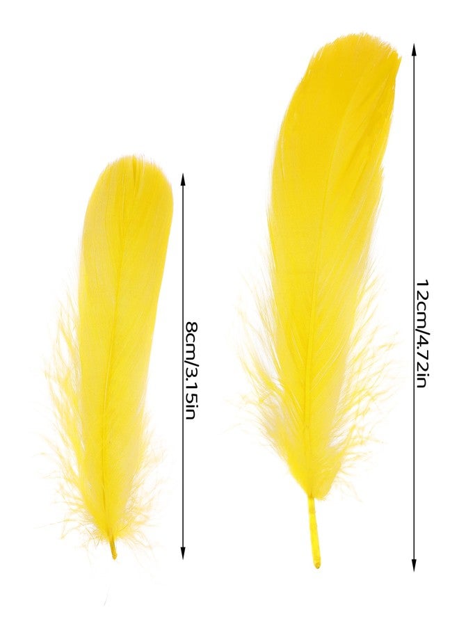 obmwang 100 Pieces 8-12cm Natural Goose Feathers for DIY Craft Wedding Party Home Decorations, Yellow - Image 2