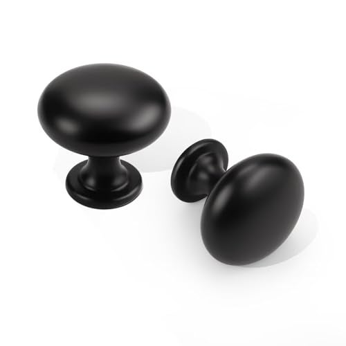 NIZADO 12 Pack Matte Black Cabinet Knobs,1-3/16 Inch(29.5mm) Solid Drawer Knobs,Black Kitchen Cabinet Pulls,Round Dresser Knobs, Modern Drawer Pulls for Dresser Drawers - Image 1