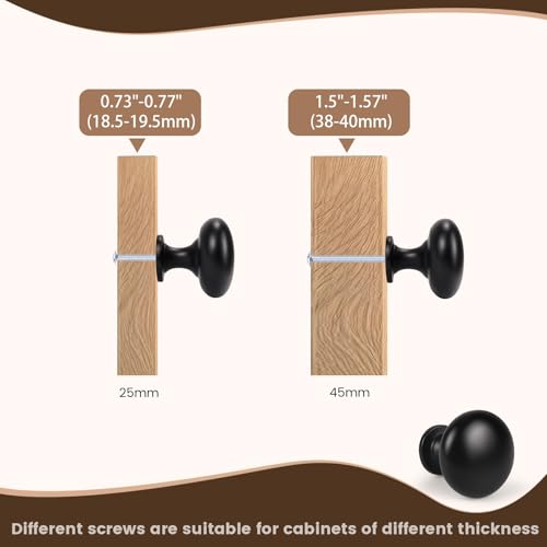 NIZADO 12 Pack Matte Black Cabinet Knobs,1-3/16 Inch(29.5mm) Solid Drawer Knobs,Black Kitchen Cabinet Pulls,Round Dresser Knobs, Modern Drawer Pulls for Dresser Drawers - Image 4
