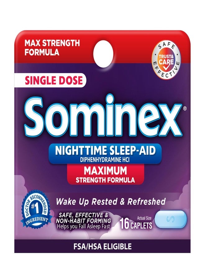 Sominex Nighttime Sleep-Aid Tablets, Maximum Strength Formula, Single Dose, Assorted, 16 Count - Image 1