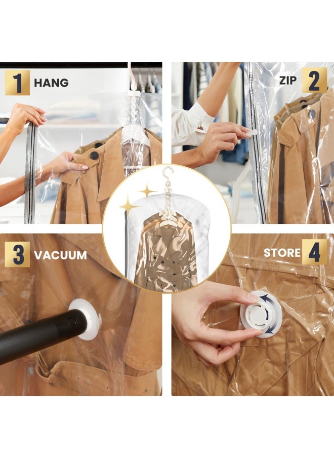 Taili Hanging Vacuum Space Saver Bags For Clothes Set Of 4 2 Long 53 X27.6 2 Short 41.3 X27.6 Vacuum Seal Storage Bag Clear Bags For Suits Dress Or Jackets Closet Organizer  - Image 5