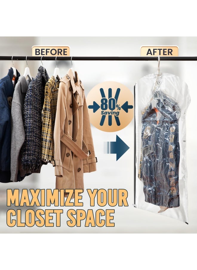 Taili Hanging Vacuum Space Saver Bags For Clothes Set Of 4 2 Long 53 X27.6 2 Short 41.3 X27.6 Vacuum Seal Storage Bag Clear Bags For Suits Dress Or Jackets Closet Organizer  - Image 2