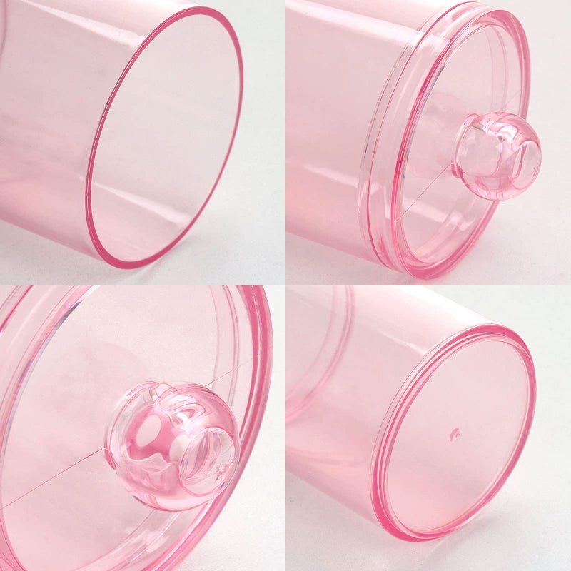 Tbestmax 4 pcs Qtips Holder Bathroom Container, 10 OZ Apothecary Jar, Pink Cotton Ball/Swabs Dispenser Organizer for Storage - Image 4