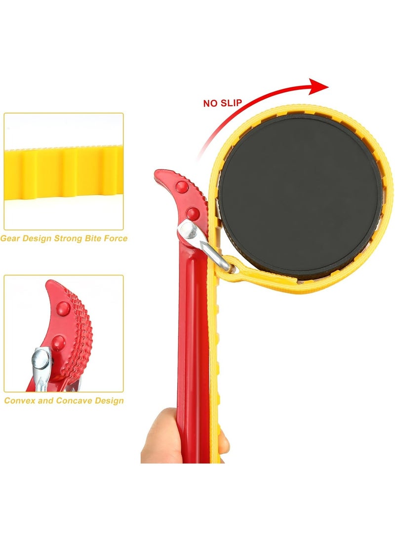 Oasisgalore - Belt Strap Wrench 8 Inches, Multifunctional Steel Handle Adjustable Strap Wrench for Replacing Water Filter, PVC Pipe Joints, Oil Filter, Swimming Pool Connection (Red Handle, Yellow Strap) - Image 1