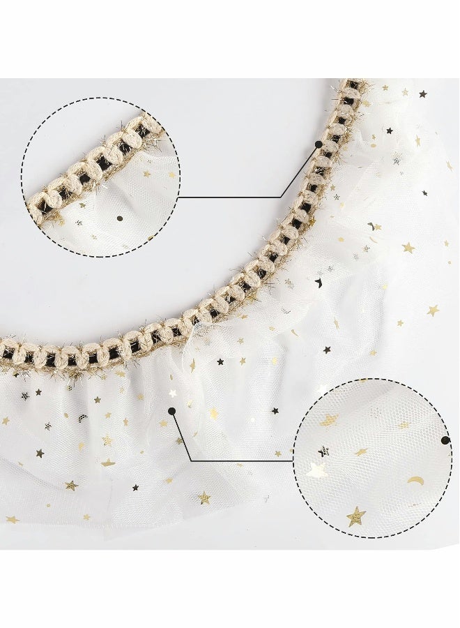 شريط تول أبيض لامع، رول تulle متألقة، شريط دانتيل شبكي بعرض 11 سم (5 أمتار) - Image 4