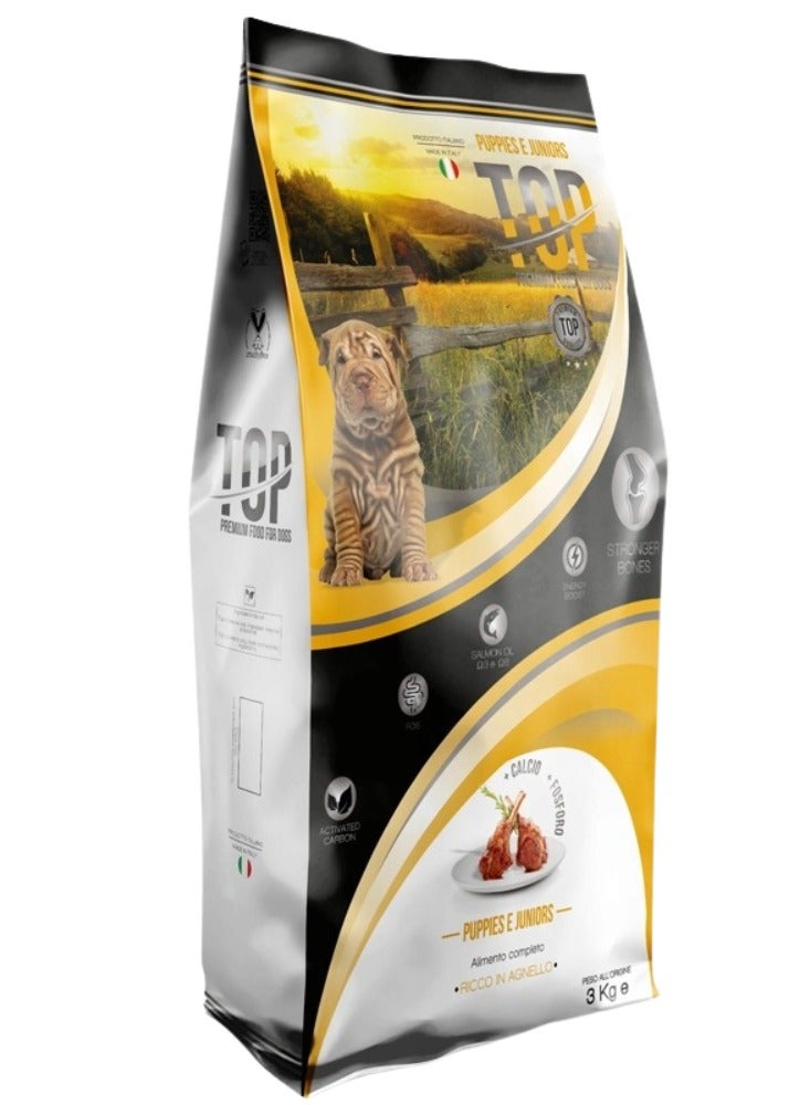 Dogs Dry Food With Lamb Flavor For Puppies & Juniors Dogs, 3KG