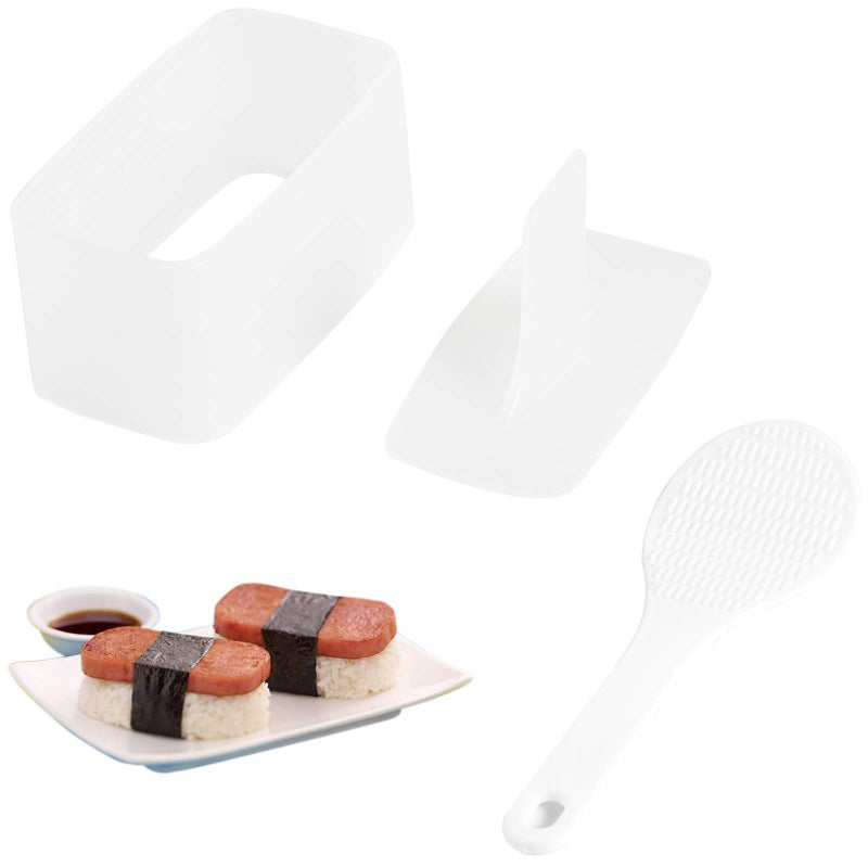AYCCNH AYCCNH 1 Pack Non Stick Musubi Maker Press with Small Rice Paddle Sushi Making Kit Onigiri Mold Luncheon Meat Press Hawaiian Musubi Maker Mold White