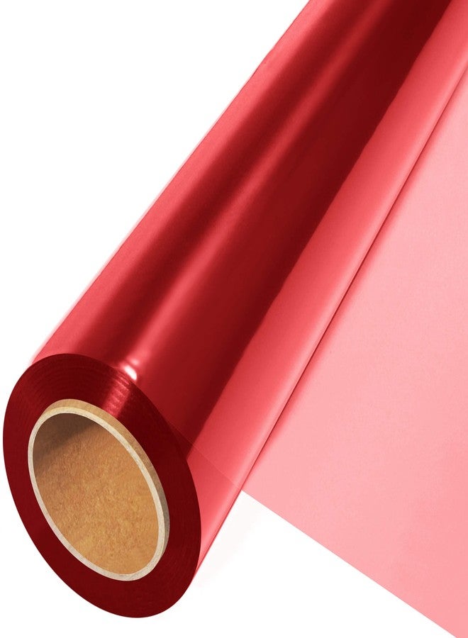 JOYIT Red Cellophane Wrap Roll (100’ Ft. Long X 17.5” in. Wide) - 2.5 Mil Thick Transparent Red Cellophane Wrapping Paper, Colored Cellophane Wrap for Gift Flower Basket Decoration - Image 1