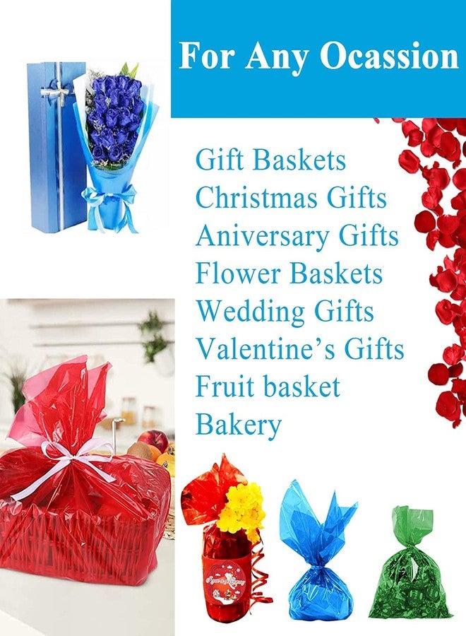 JOYIT Red Cellophane Wrap Roll (100’ Ft. Long X 17.5” in. Wide) - 2.5 Mil Thick Transparent Red Cellophane Wrapping Paper, Colored Cellophane Wrap for Gift Flower Basket Decoration - Image 3