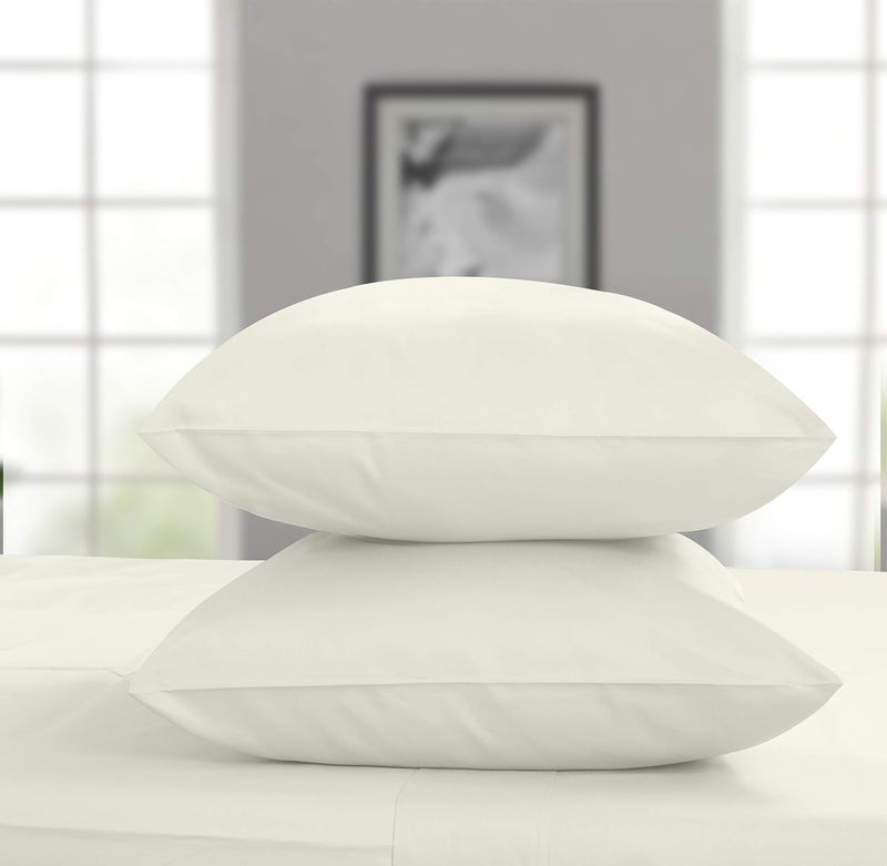 Threadmill Home Linen 1000 Thread Count 100 Supima Cotton Sheets Set of 2 Standard Pillow Cases Luxury Smooth Solid Sateen  Ivory
