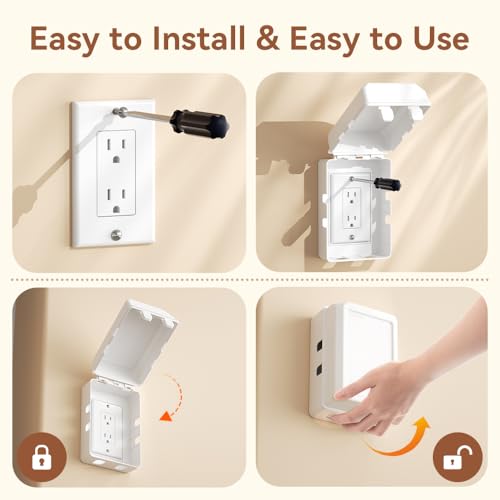 Eudemon Mom's Choice Gold Awards Winner - EUDEMON 1 Pack Updated Baby Safety Electrical Outlet Cover Box Childproof Plug Cover - More Space for Large Plugs Easy to Install & Use (White) - Image 4