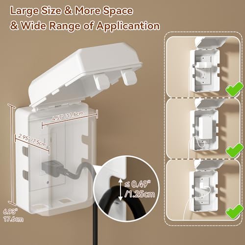Eudemon Mom's Choice Gold Awards Winner - EUDEMON 1 Pack Updated Baby Safety Electrical Outlet Cover Box Childproof Plug Cover - More Space for Large Plugs Easy to Install & Use (White) - Image 3