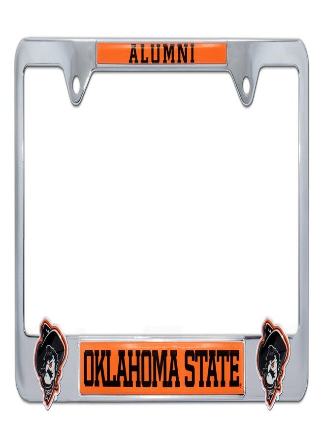 Elektroplate Officially Licensed – Oklahoma State University Alumni Chrome Metal License Plate Frame with 3D Logos affixed | Premium Metal Car Tag Holder | Weather-Proof Automotive Accessory - Image 1